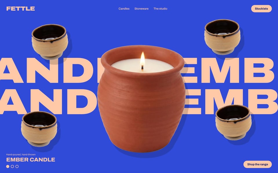 The Flat colour, big type look's first screen