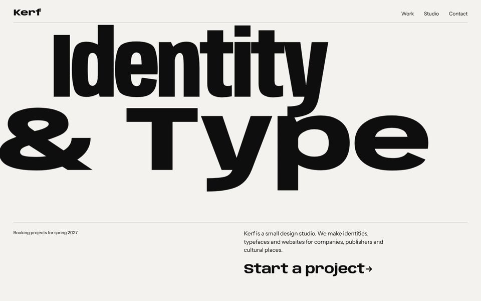 The Type-led editorial look's first screen